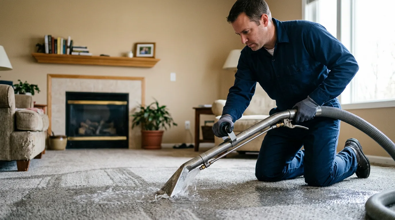 Water damage restoration technician working near Hawley, MN